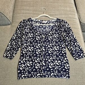 Orsay Dark Blue White Butterfly Casual Office Career Sweater Size Small